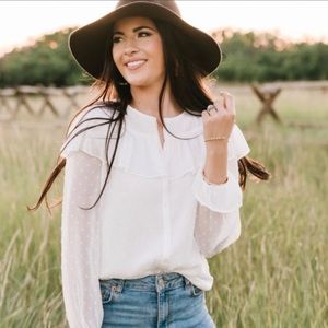 ❗️LAST CALL❗️Rachel Parcell Swiss Dot Ruffle Top